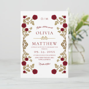 Invitación Boda de la Bella y la Bestia Boho Rosa Viña