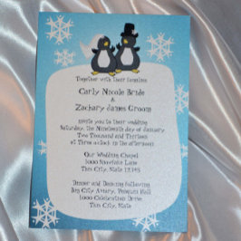 Invitación Boda de la boca de los pingüinos con copo de nieve