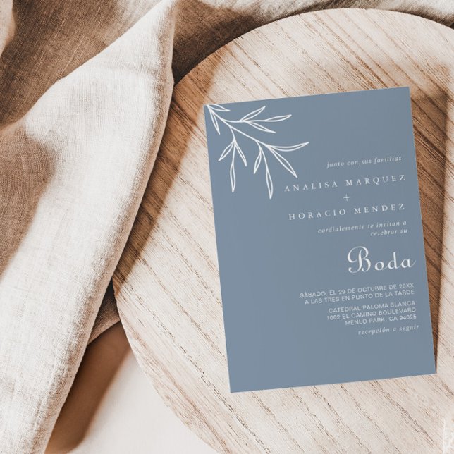 Invitación Boda de la Boda Azul Dusty Formal Mínimo (Subido por el creador)