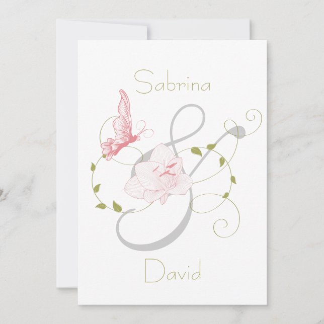 Invitación Boda de la Boda de Jardín Lilies Rosa (Anverso)