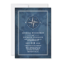 Boda de la brújula azul y blanca de la Marina Náut