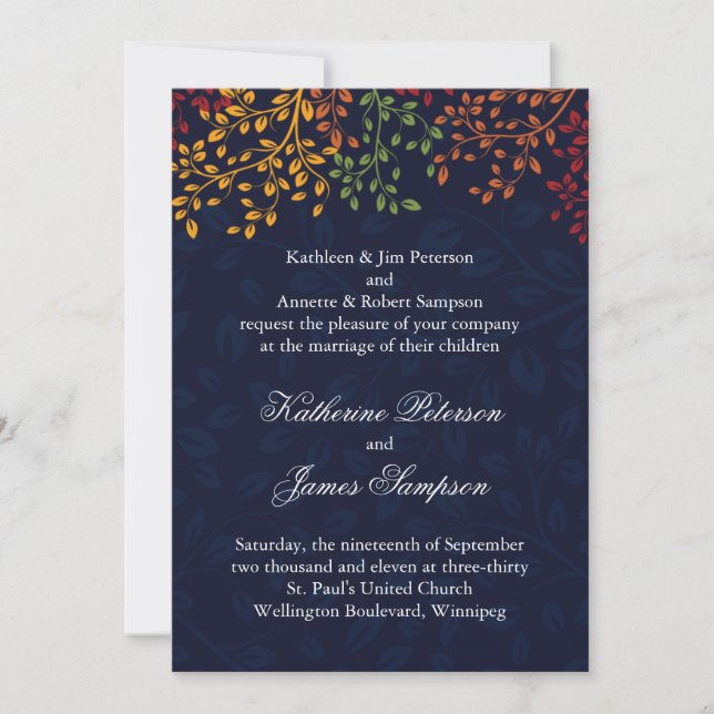 Invitación Boda de la Caída Azul de la Marina (Anverso)