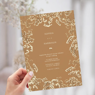 Invitación Boda de la Caída de la Gypsophila Goldenrod