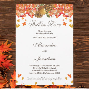 Invitación Boda de la caída rusa del otoño en el amor