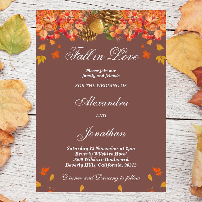 Invitación Boda de la caída rusa del otoño en el amor (Subido por el creador)