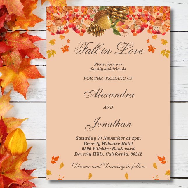 Invitación Boda de la caída rusa del otoño en el amor (Subido por el creador)