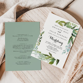 Invitación Boda de la caligrafía tropical de la vegetación fr