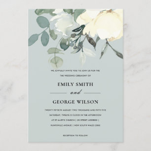 INVITACIÓN BODA DE LA CAPA DE COLOR DE AGUA DE FLORAL BLANCA 