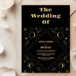 Invitación Boda de la carta del tarot del sol y la luna