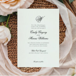 Invitación Boda de la carta inicial clásica elegante de apell