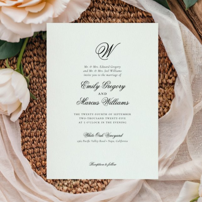 Invitación Boda de la carta inicial clásica elegante de apell (Subido por el creador)