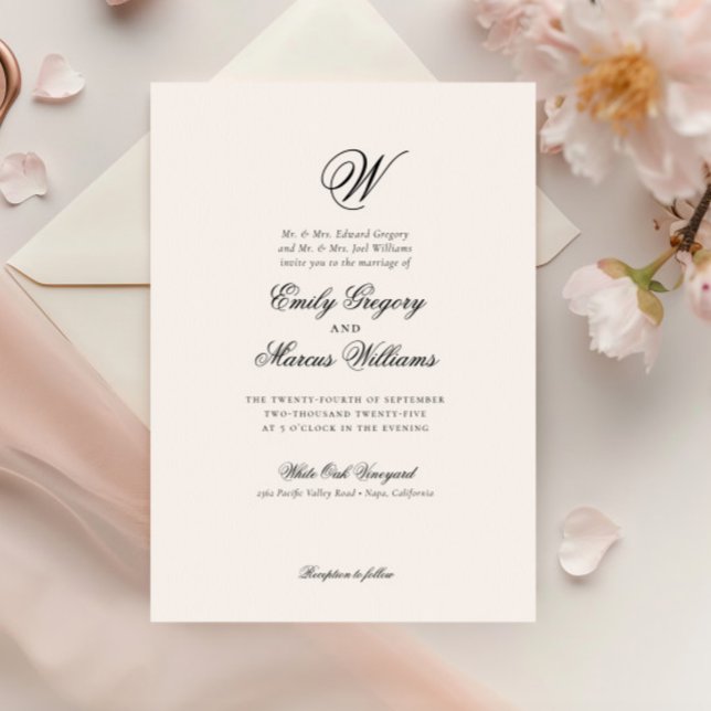Invitación Boda de la carta inicial clásica elegante de apell (Subido por el creador)