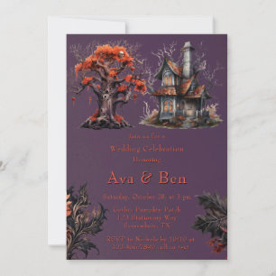 Invitación Boda de la Casa Gótico Purple Haunted