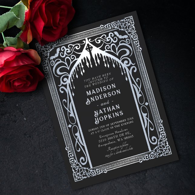 Invitación Boda de la Catedral de Vampiros Góticos de Plata (Subido por el creador)