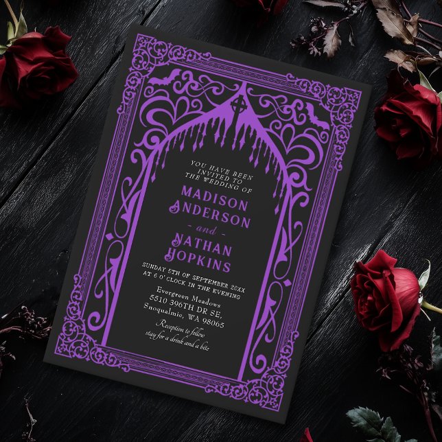 Invitación Boda de la Catedral de Vampiros Góticos Morados (Subido por el creador)