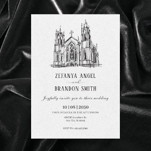 Invitación boda de la catedral vintage clásica