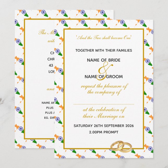 Invitación BODA de la celebración de la escritura de oro cris (Anverso / Reverso)