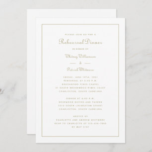 Invitación Boda de la cena de ensayo Elegante guión blanco do