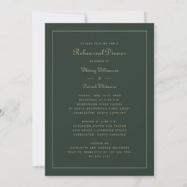 Invitación Boda de la cena de ensayo Emerald Green y Gold