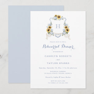 Invitación Boda de la cena de Sunflower Hydrangea Escudo