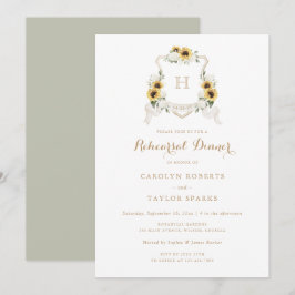 Invitación Boda de la cena de Sunflower Hydrangea Escudo