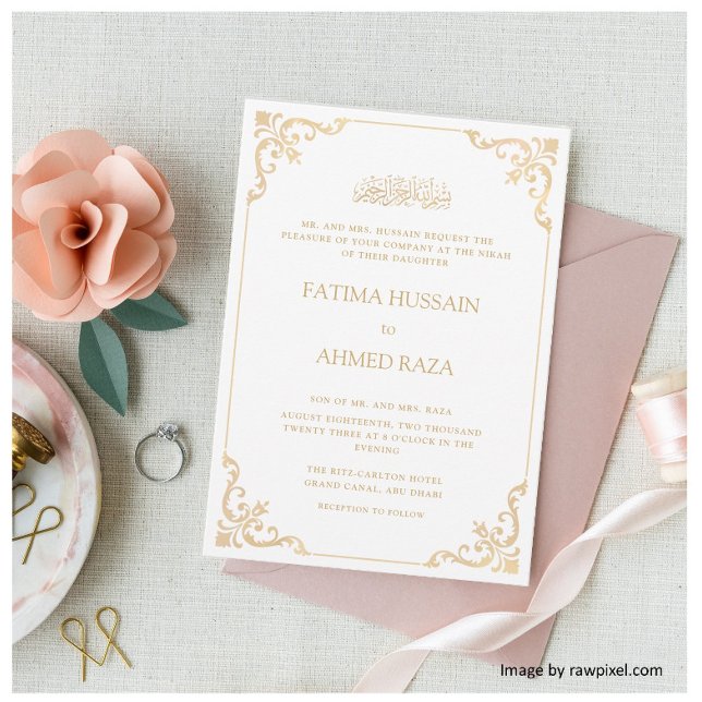 Invitación Boda de la ceremonia de la cosecha blanca Rococo N (Subido por el creador)