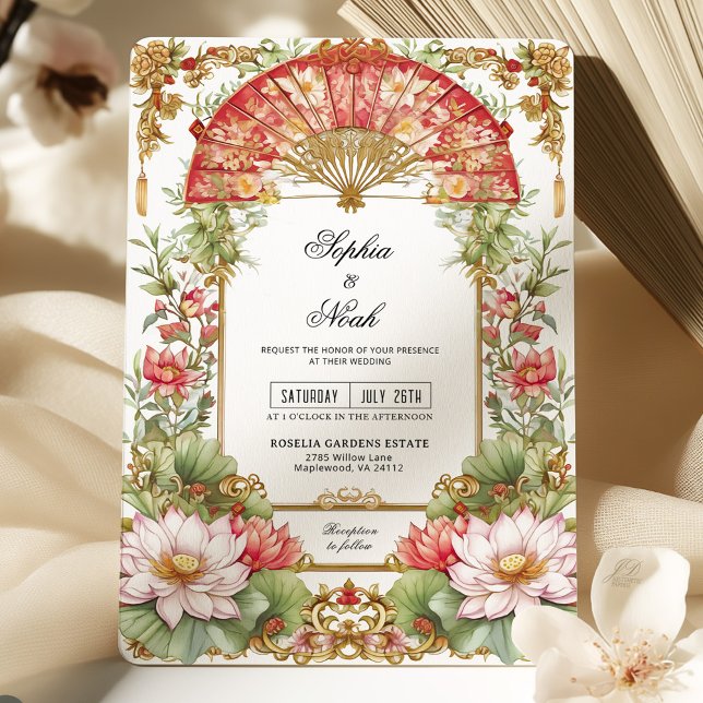 Invitación Boda de la ceremonia de té asiático para fans rojo (Subido por el creador)