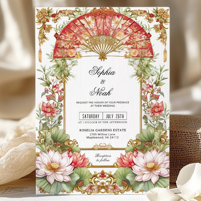 Invitación Boda de la ceremonia de té asiático para fans rojo (Subido por el creador)
