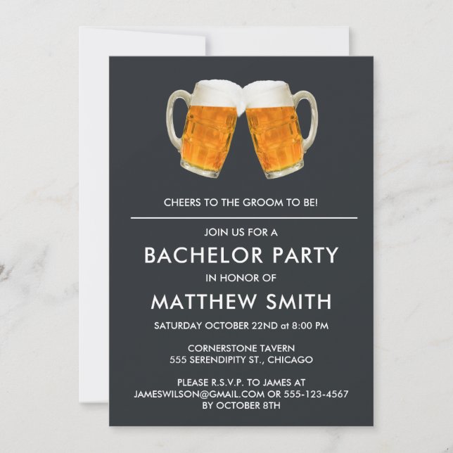 Invitación Boda de la cerveza Bacheler Party Cheer (Anverso)