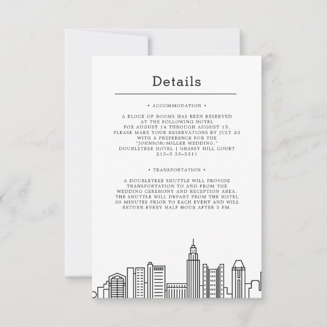 Invitación Boda de la ciudad de Columbus | Detalles del invit (Anverso)