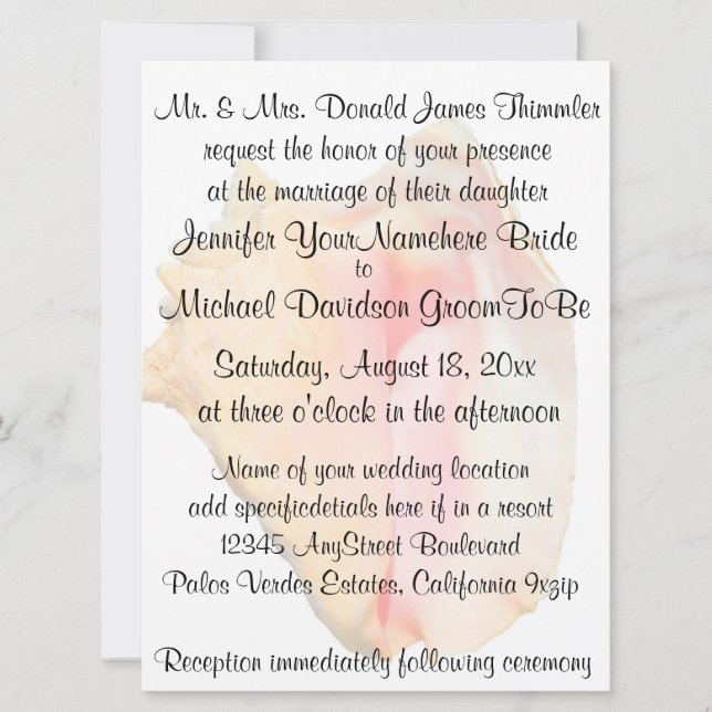 Invitación Boda de la concha (Anverso)