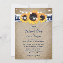 Invitación Boda de la coraza de la flor azul de girasol vinta