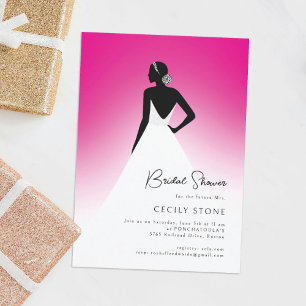 Invitación Boda de la Corazón Rosa y Negro Vestido Ducha Brid