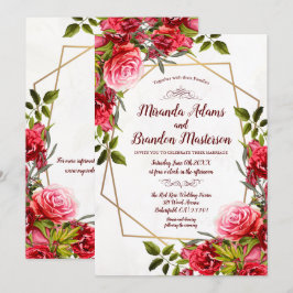 Invitación Boda de la corona de oro floral de Borgoña rusa