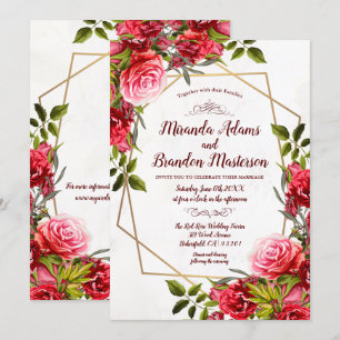Invitación Boda de la corona de oro floral de Borgoña rusa