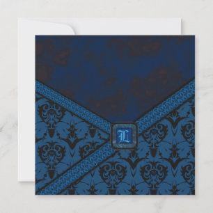 Invitación Boda de la correa de Gótico azul y negro más claro