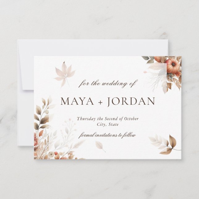 Invitación Boda de la cosecha de calabaza de otoño (Anverso)