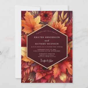 Invitación Boda de la Cosecha de Otoño Flor de Borgoña