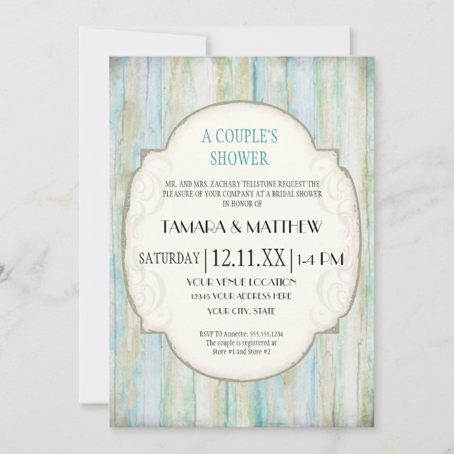 Invitación Boda de la costa costera de Driftwood Ocean Beach (Anverso)