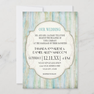 Invitación Boda de la costa costera de Driftwood Ocean Beach