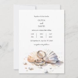 Invitación Boda de la costa costera de los anillos matrimonia