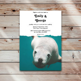 Invitación Boda de la costa de león turquesa submarino de la 
