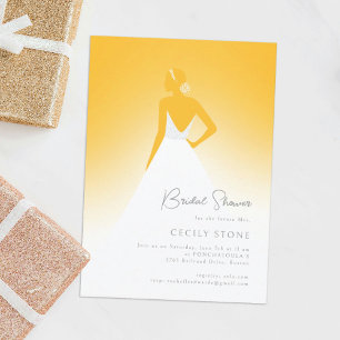 Invitación Boda de la Cousión Amarilla Vestido Ducha de Novia