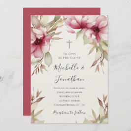 Invitación Boda de la Cruz Cristiana de la Flora Rosa de Rubo
