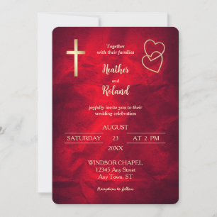 Invitación Boda de la Cruz Cristiana de los Corazones de Oro 