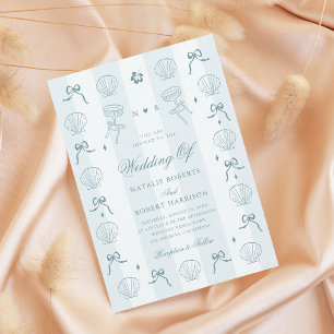 Invitación Boda De La Cubierta Azul Costero De La Mano A La M