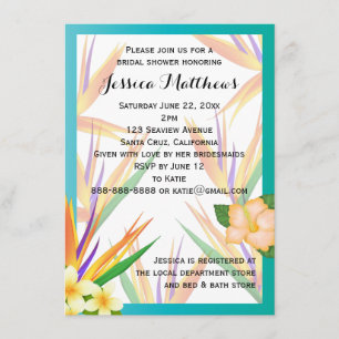 Invitación Boda de la ducha de novia verde azulada del paraís
