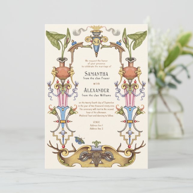 Invitación Boda de la Edad Media Renfaire del Renacimiento Me (Anverso de pie)