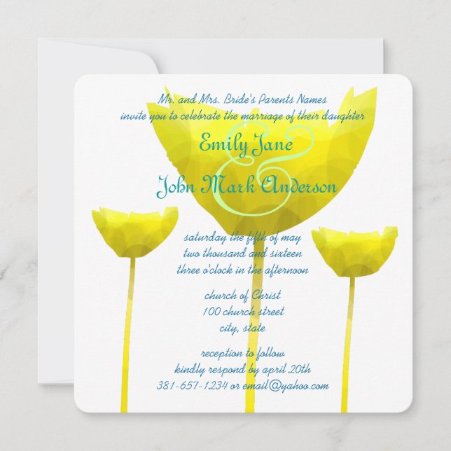 Invitación Boda de la elegancia amarilla (Anverso)