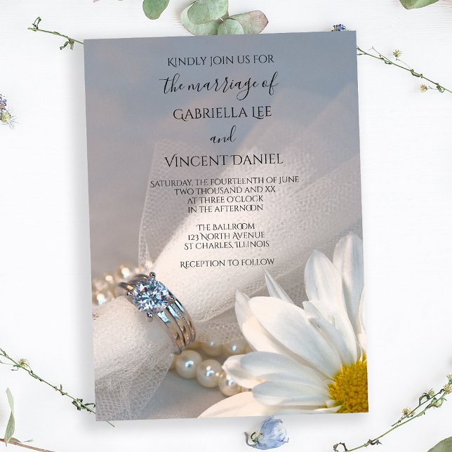 Invitación Boda de la elegancia de la margarita blanca (Subido por el creador)